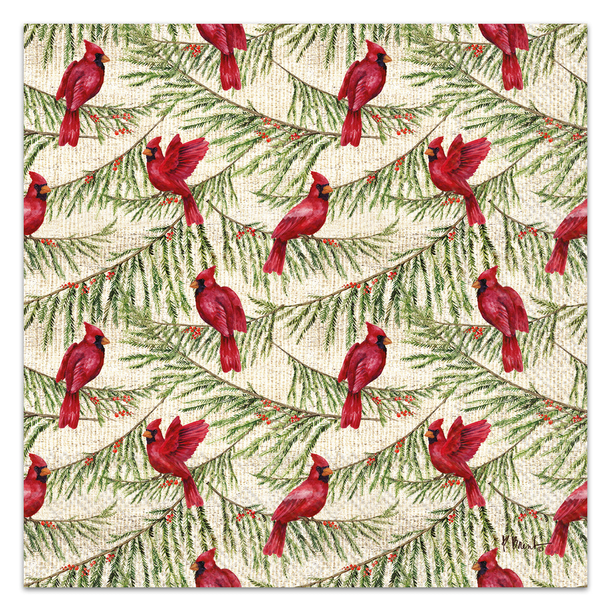 Cardinal Pines Cream Paper Luncheon Napkins