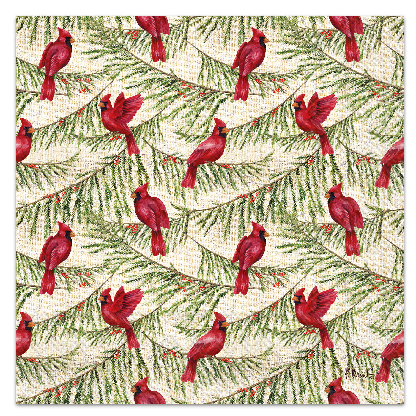 Cardinal Pines Cream Paper Luncheon Napkins