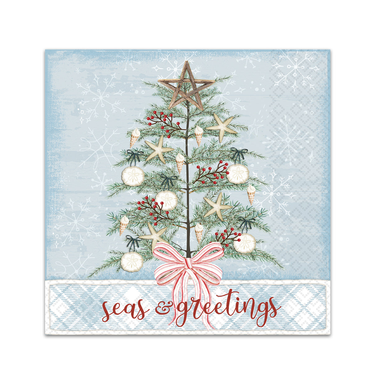 Coastal Christmas Tree Paper Beverage Napkins
