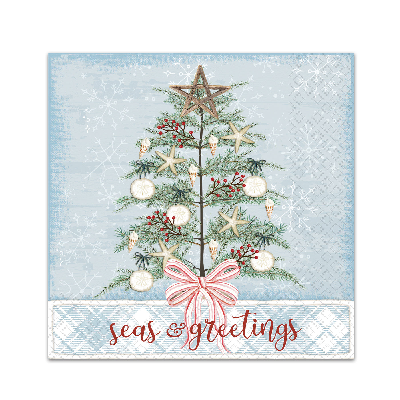 Coastal Christmas Tree Paper Beverage Napkins
