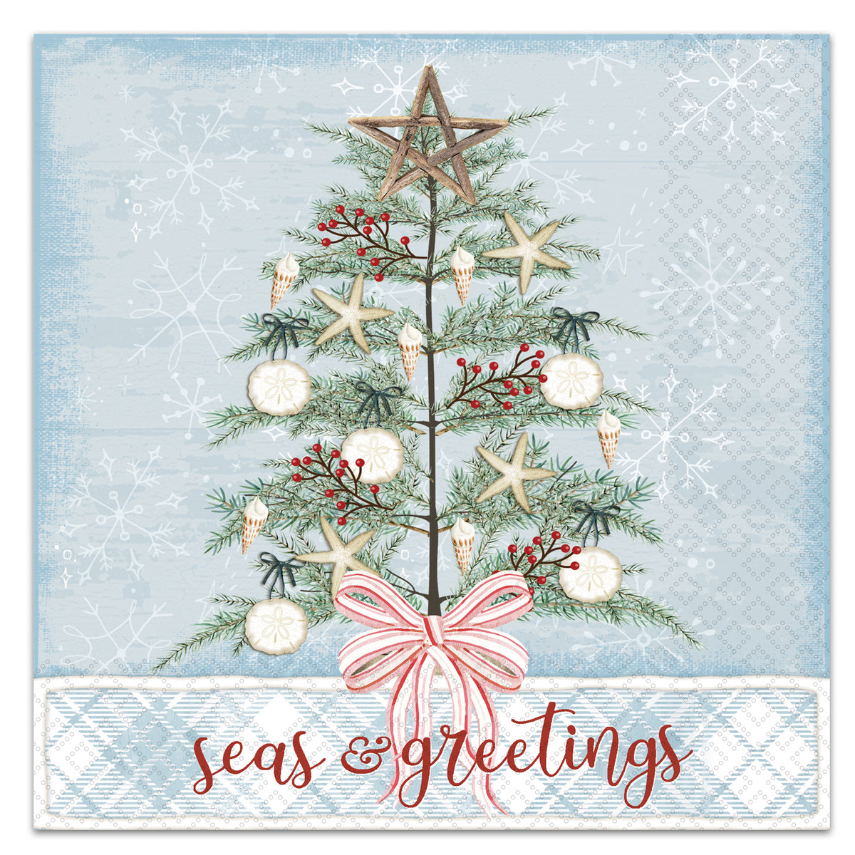 Coastal Christmas Tree Paper Luncheon Napkins