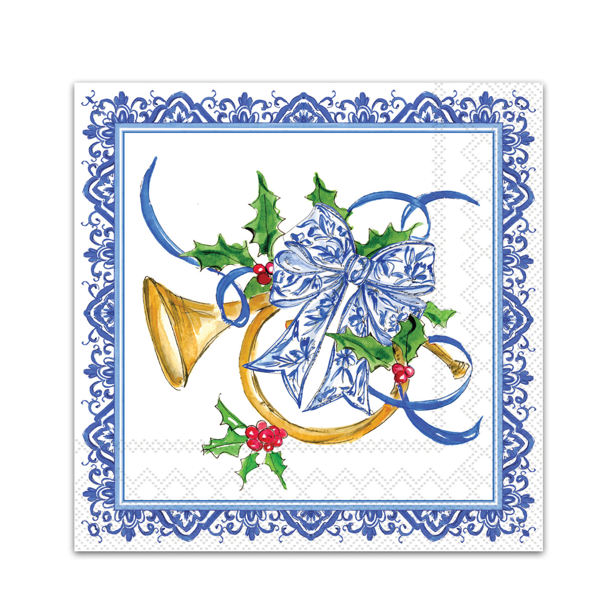Angels Horn Blue Paper Beverage Napkins