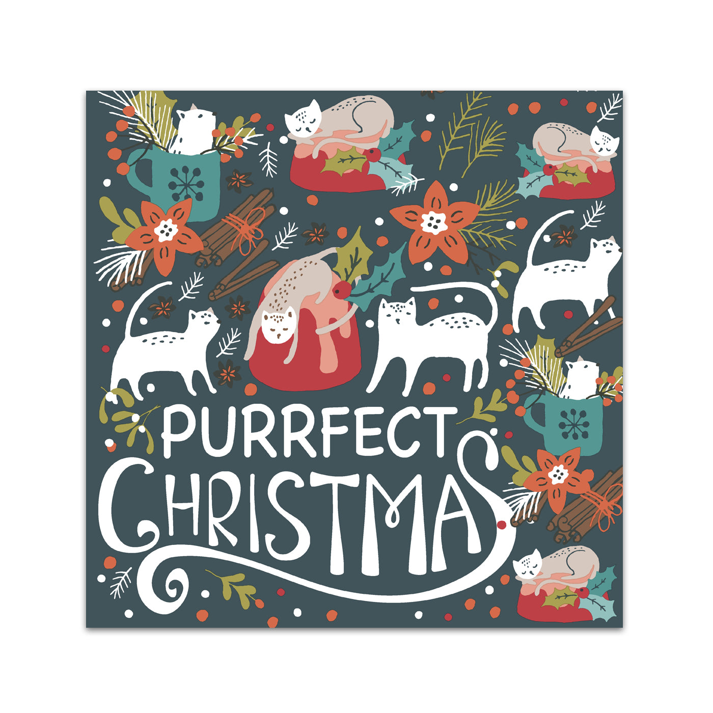 Purrfect Kitty Christmas Paper Beverage Napkins