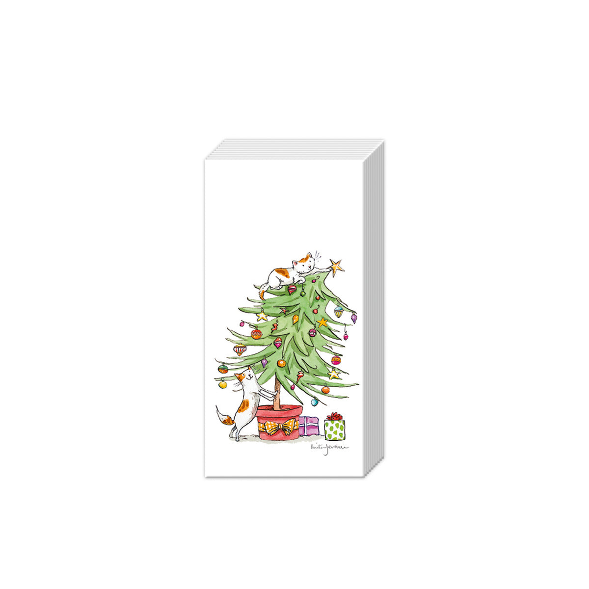 Cats in the Christmas Tree Paper Pocket Tissues