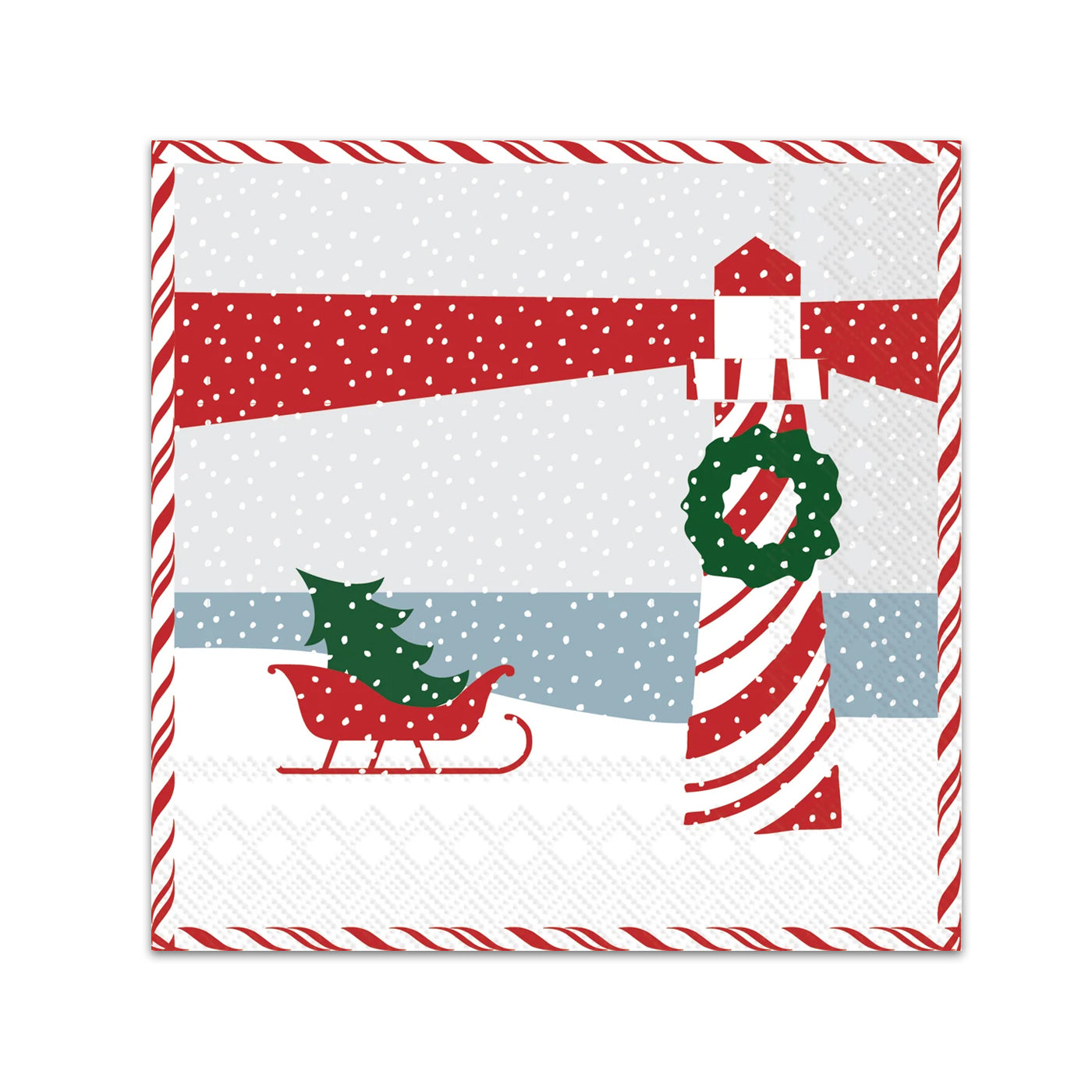 Christmas Lighthouse Paper Beverage Napkins