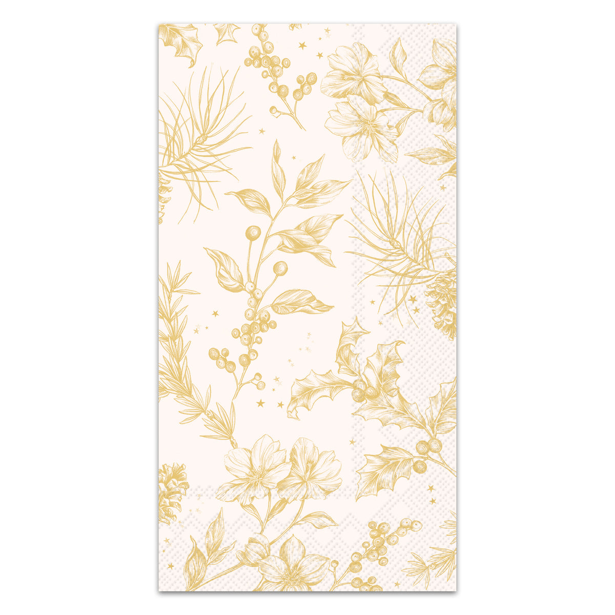 Elodie Floral Gold Paper Guest Towels - Buffet Napkins