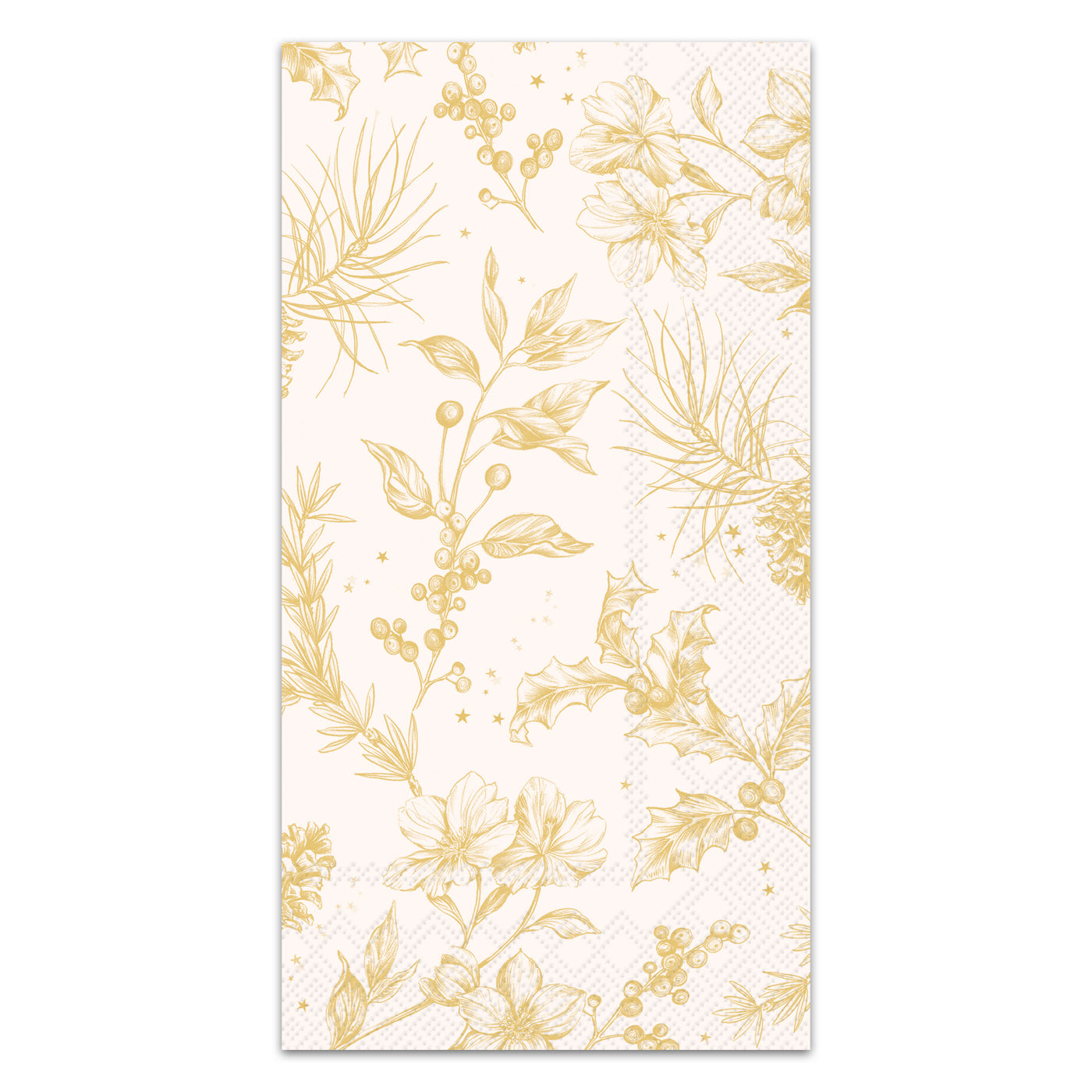 Elodie Floral Gold Paper Guest Towels - Buffet Napkins