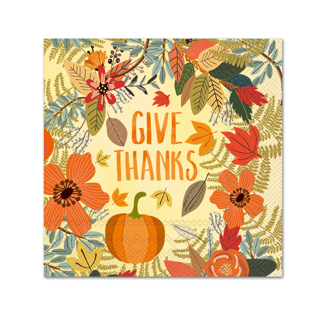 Give Thanks Floral Napkins - Beverage