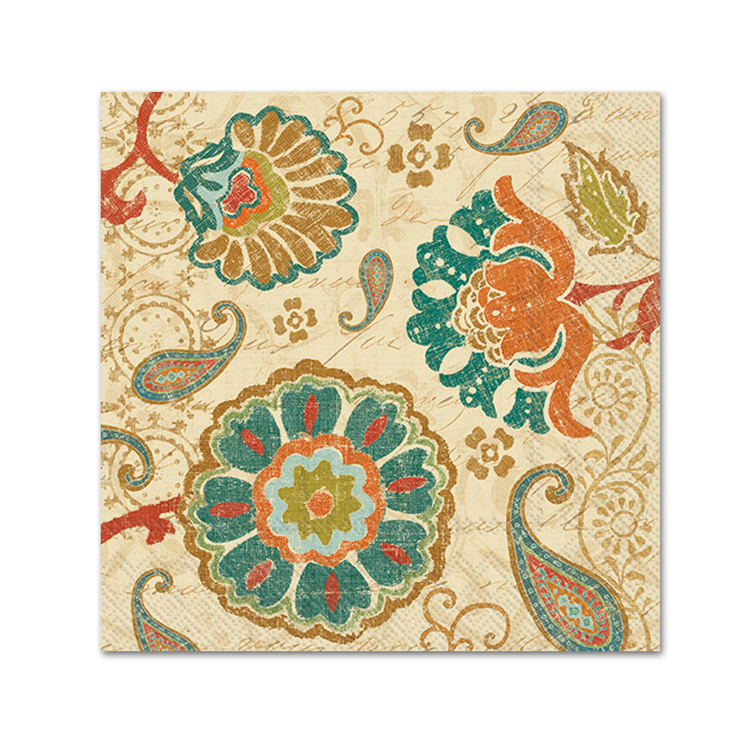 Fall Paisley Floral Paper Beverage Napkins