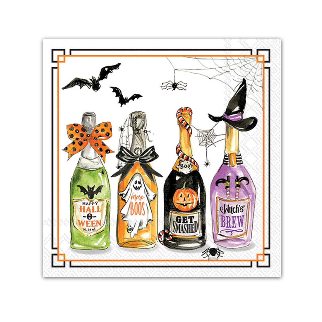 Halloween Wine Bottles Paper Beverage Napkins