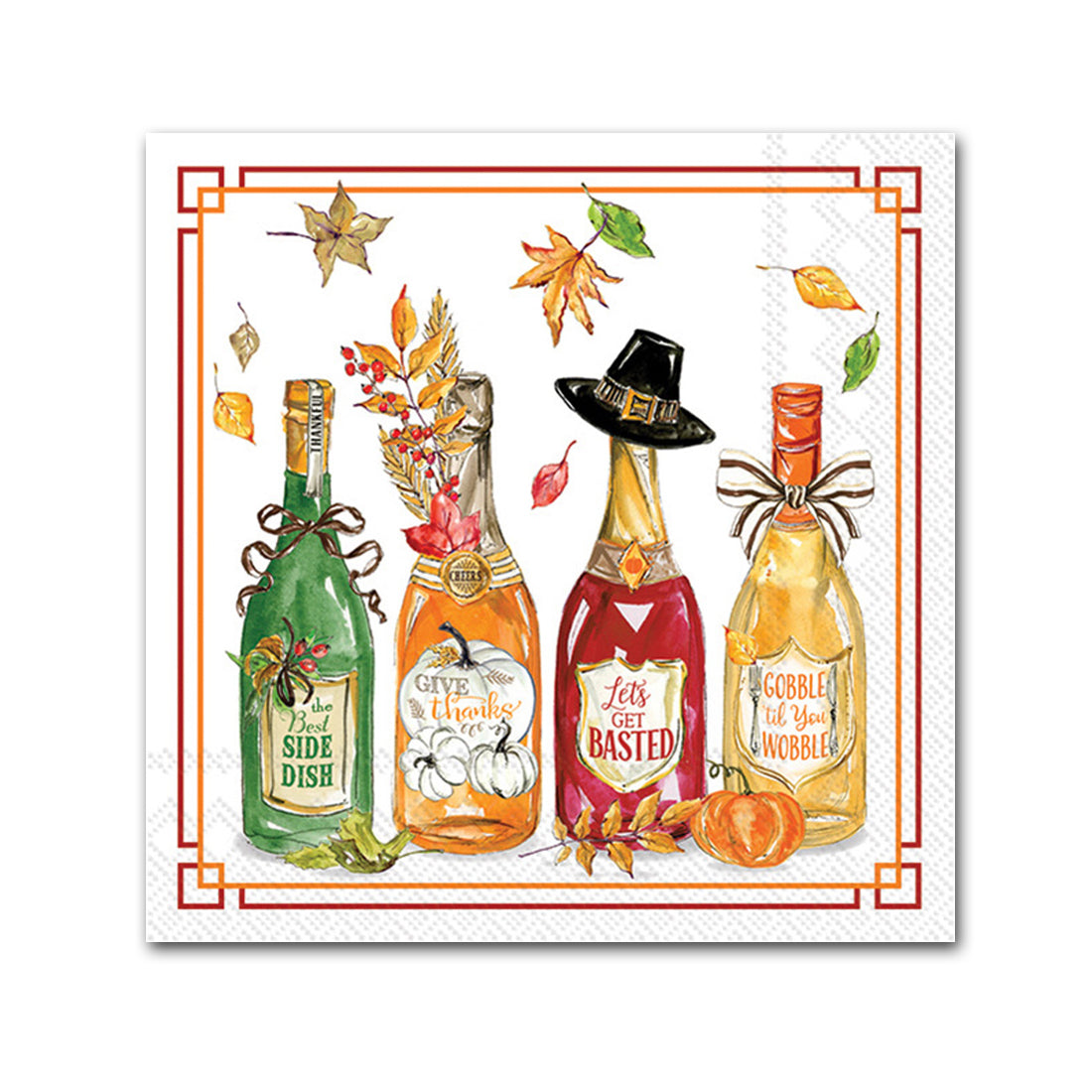 Fall Festival Wine Bottles Paper Beverage Napkins