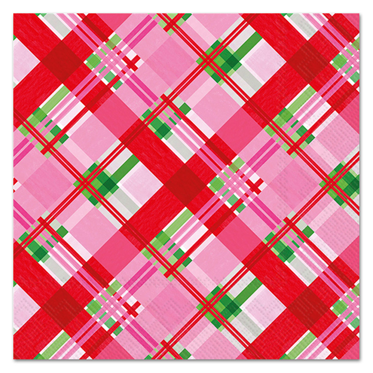 Pink Plaid Holiday Paper Luncheon Napkins