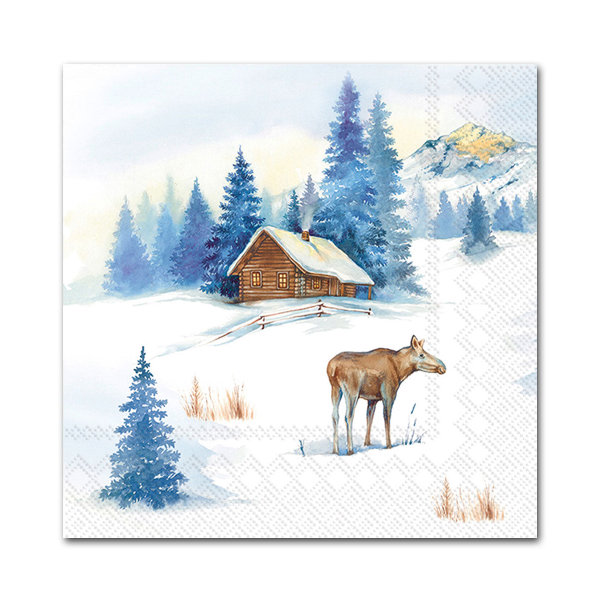 Wilderness Winter Cabin Paper Beverage Napkins
