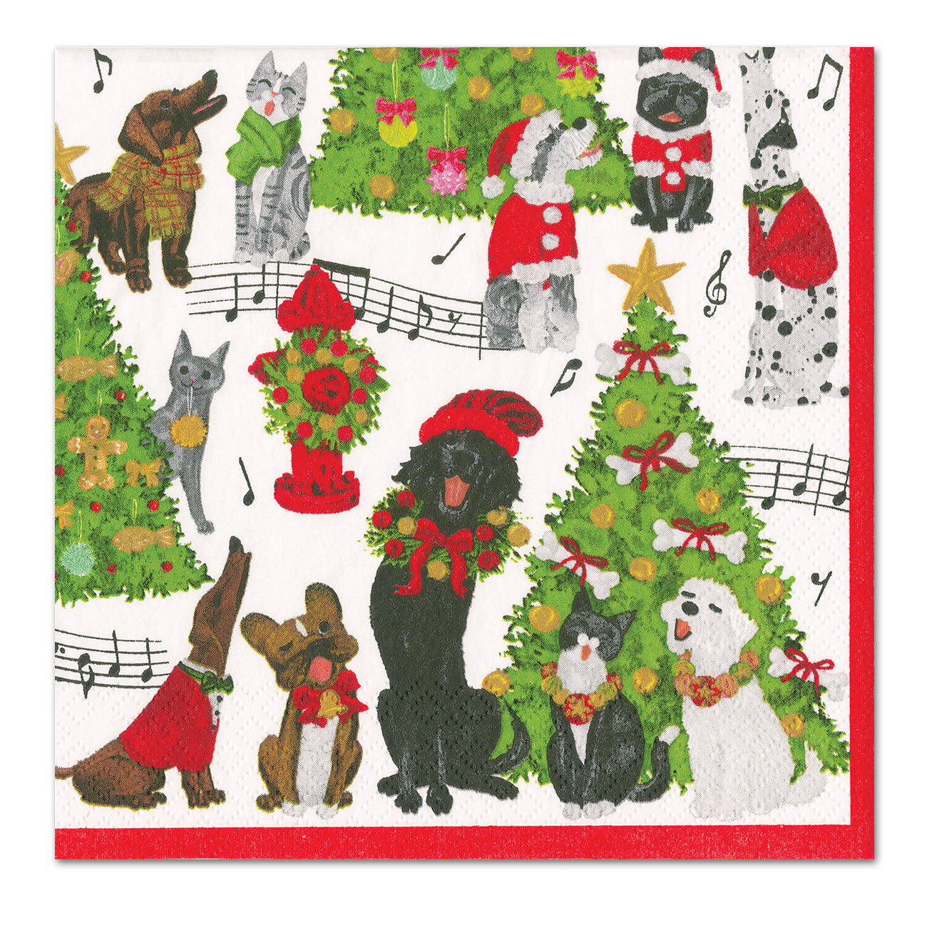 Caroling Pets Paper Luncheon Napkins