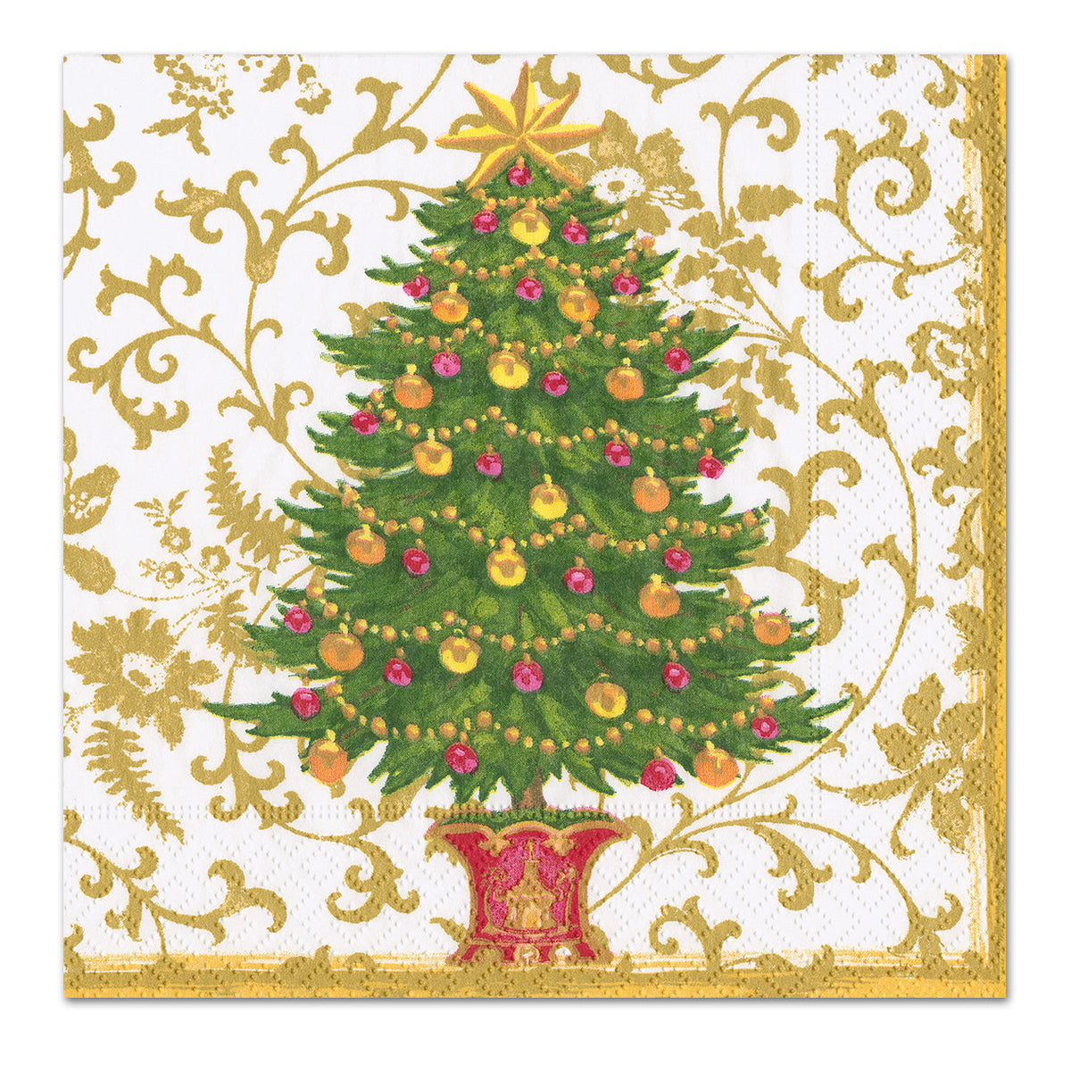 Gilded Christmas Tree Paper Luncheon Napkins