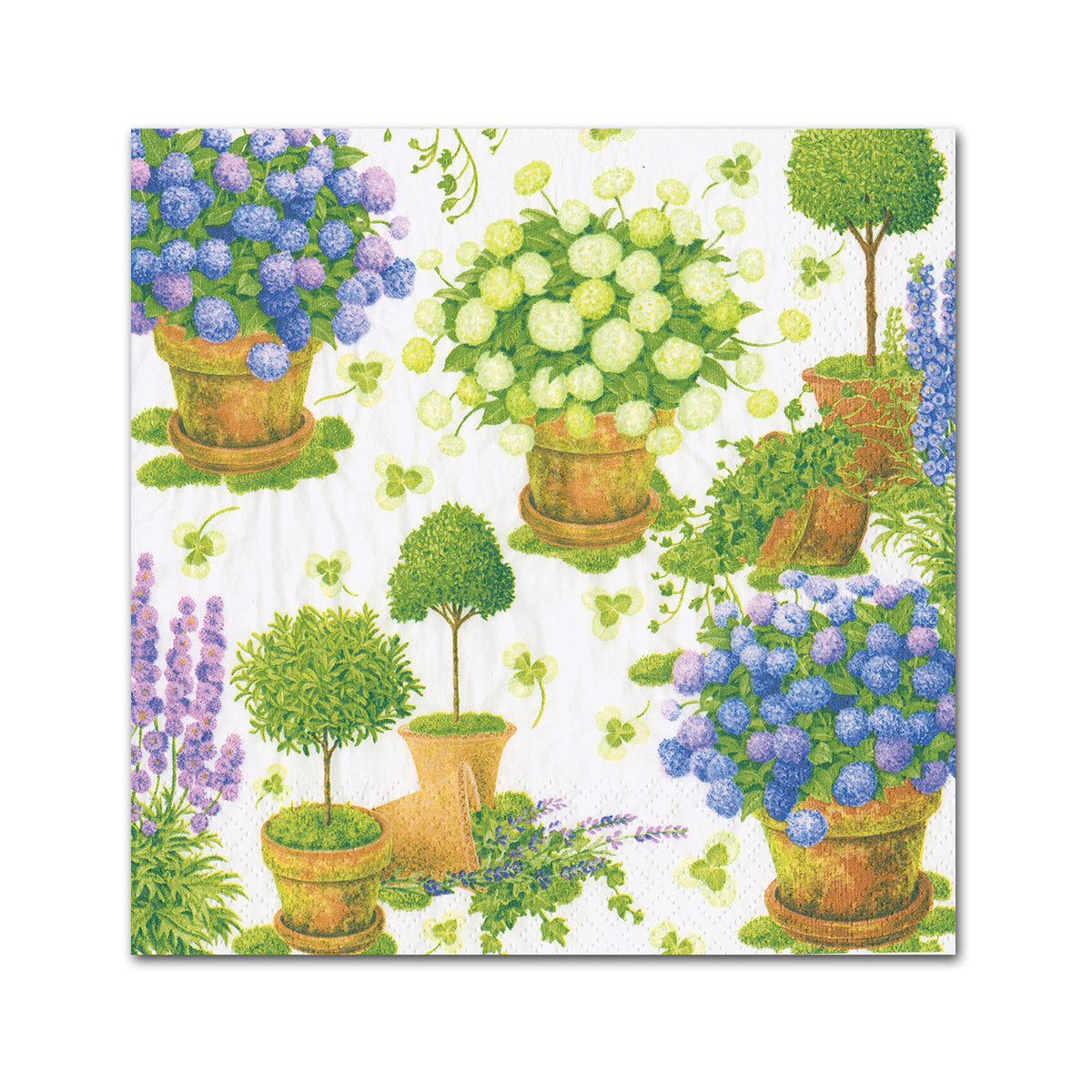Potted Hydrangeas Paper Beverage Napkins