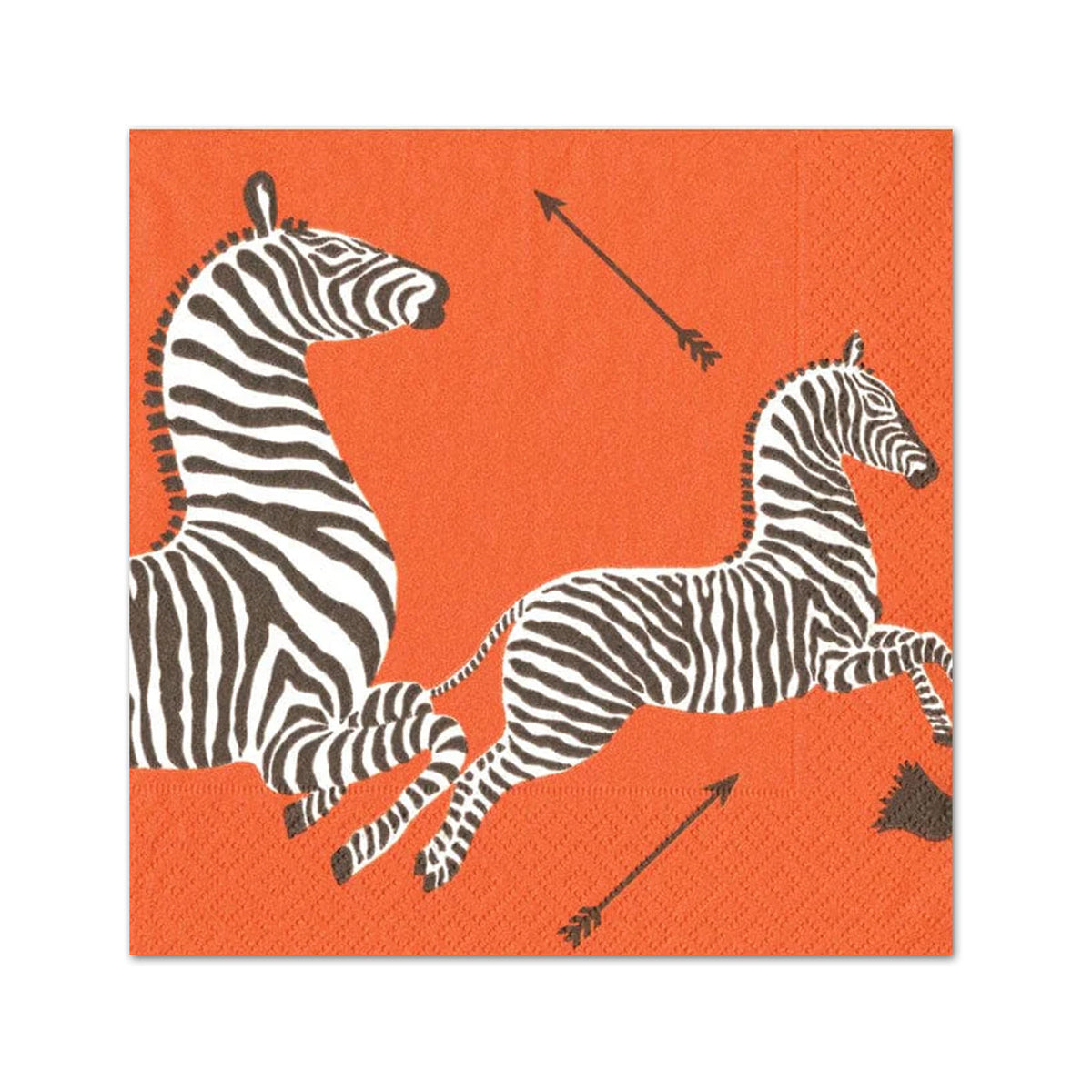 Zebras Coral Orange Paper Beverage Napkins