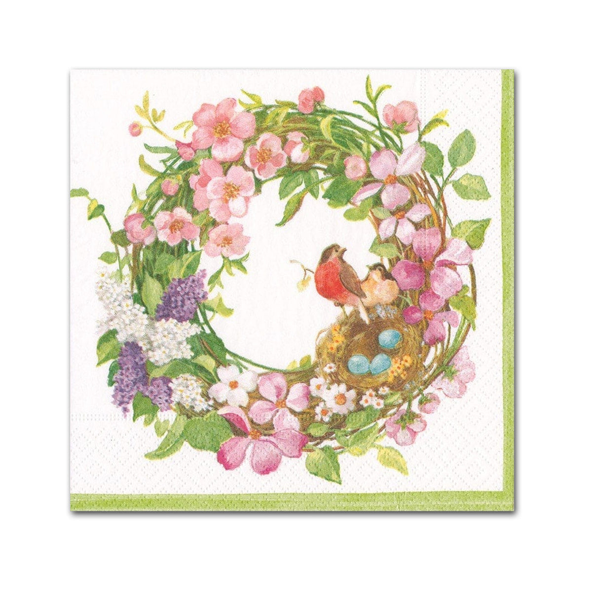 Spring Wreath Paper Beverage Napkins