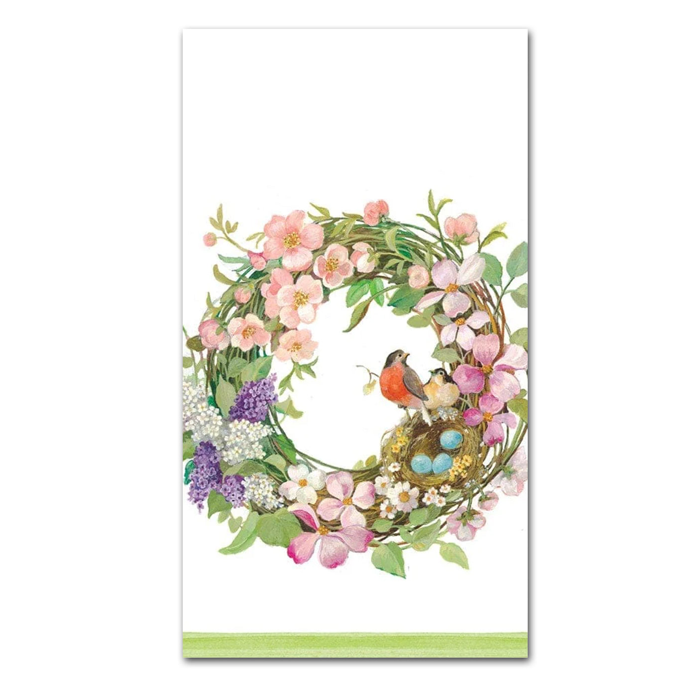 Spring Wreath Paper Guest Towels - Buffet Napkins