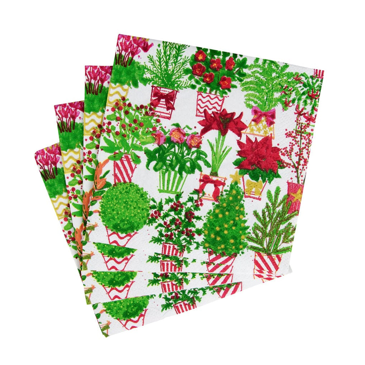 Christmas Flower Market Paper Beverage Napkins
