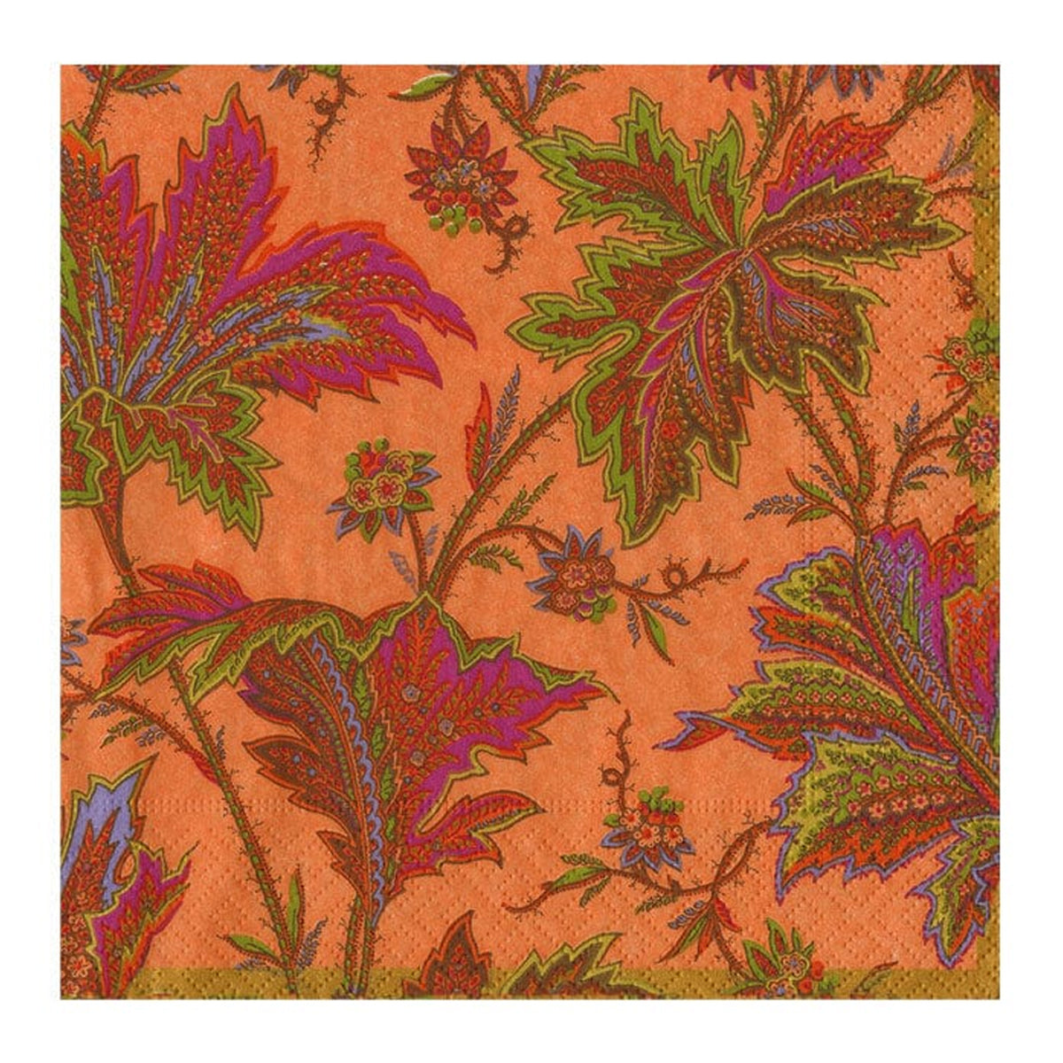 Paisley Leaves Coral Paper Luncheon Napkins