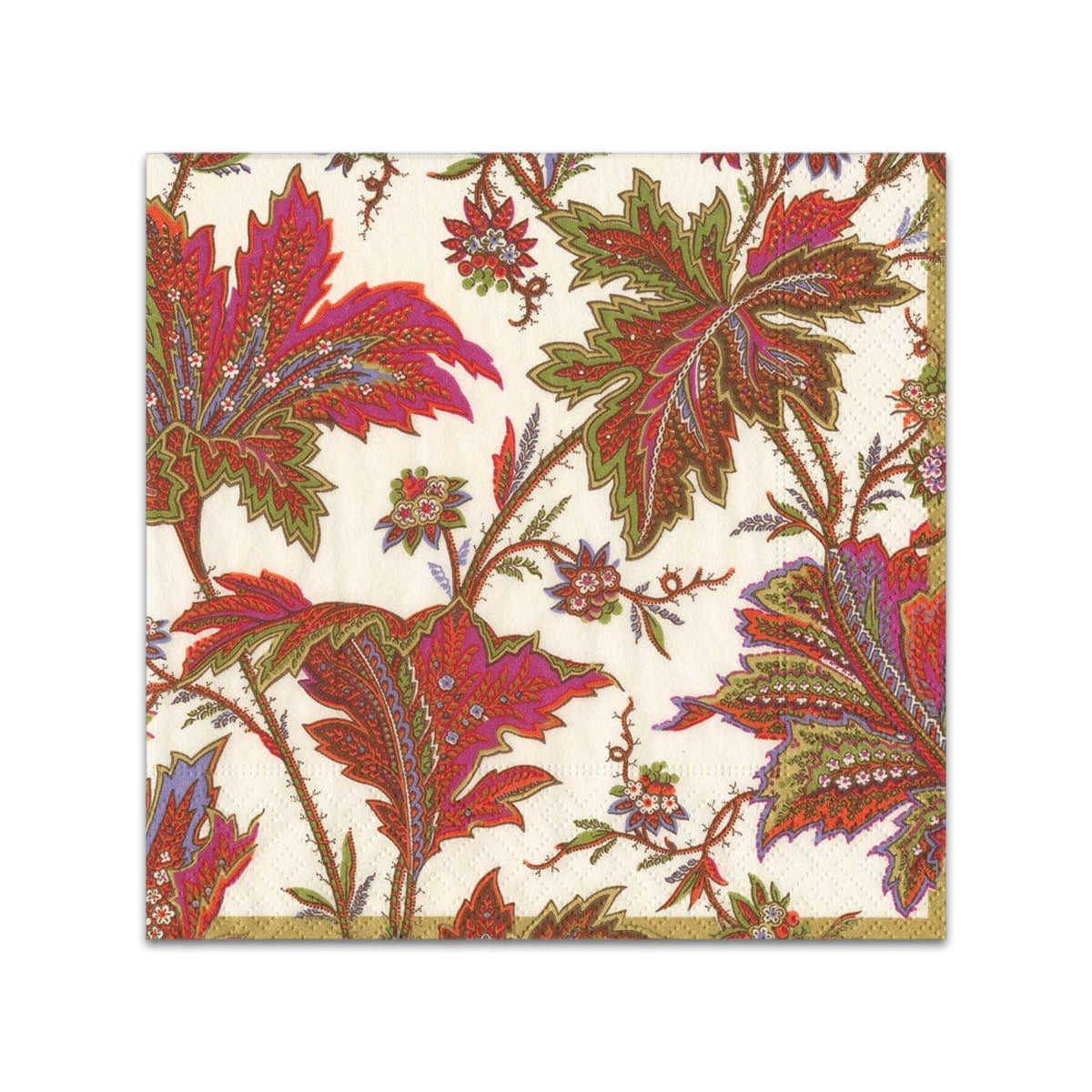 Paisley Leaves Ivory Paper Beverage Napkins