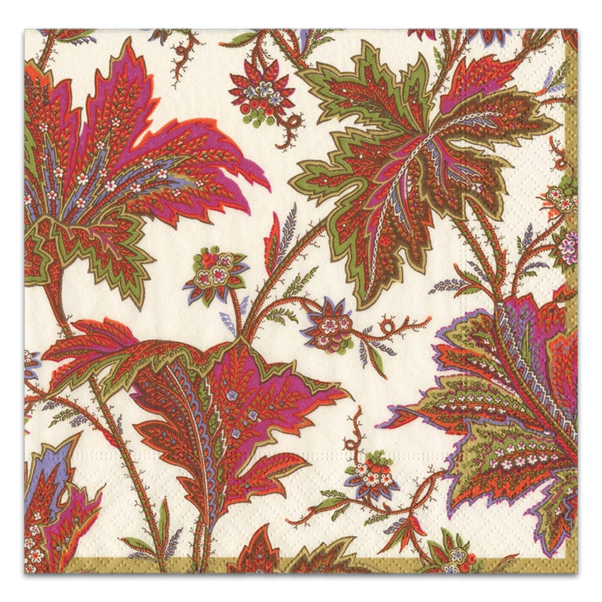 Paisley Leaves Ivory Paper Luncheon Napkins