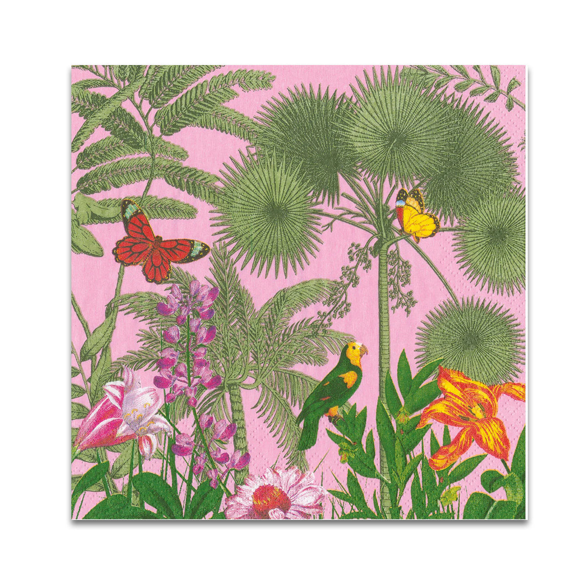 Paradise Garden Pink Paper Beverage Napkins