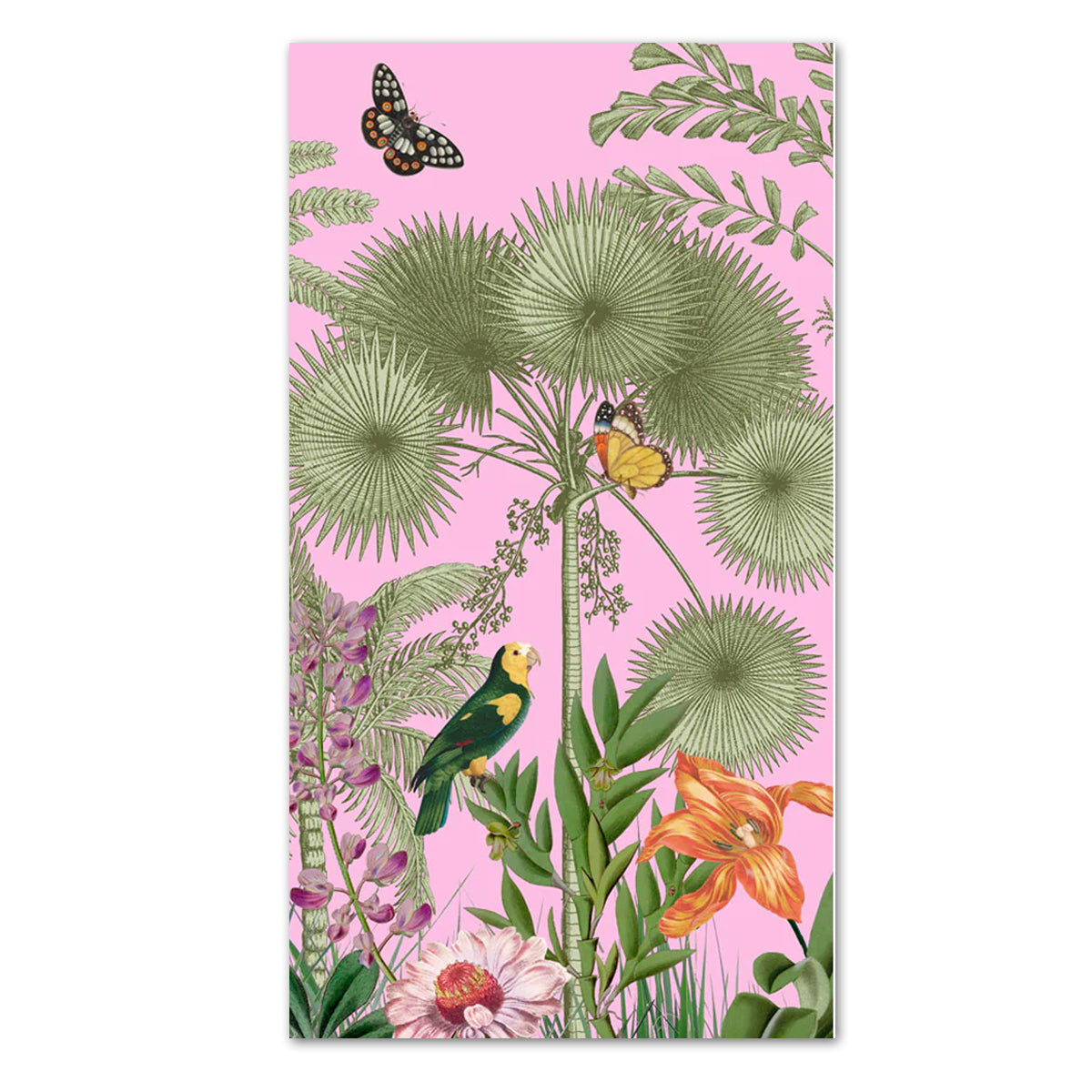 Paradise Garden Pink Paper Guest Towels - Buffet Napkins