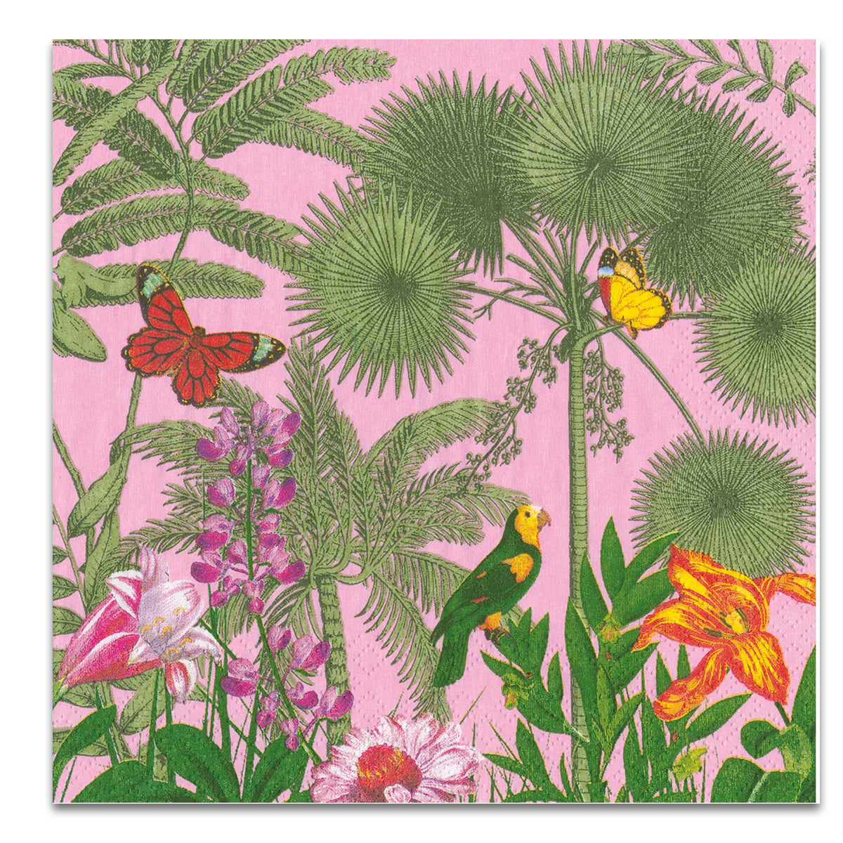 Paradise Garden Pink Paper Luncheon Napkins