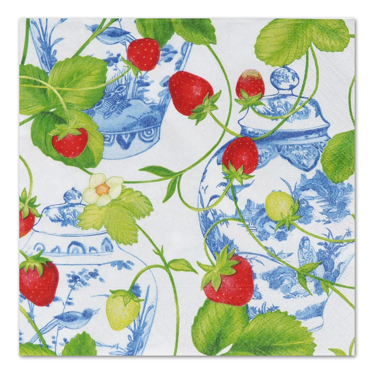 strawberries and Cream Paper Beverage Napkins