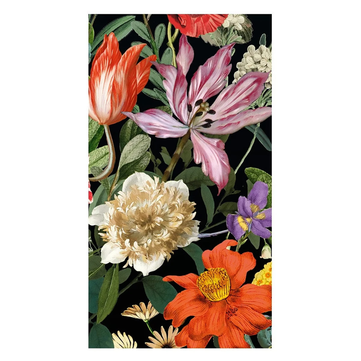 Dutch Floral Black Paper Guest Towels - Buffet Napkins