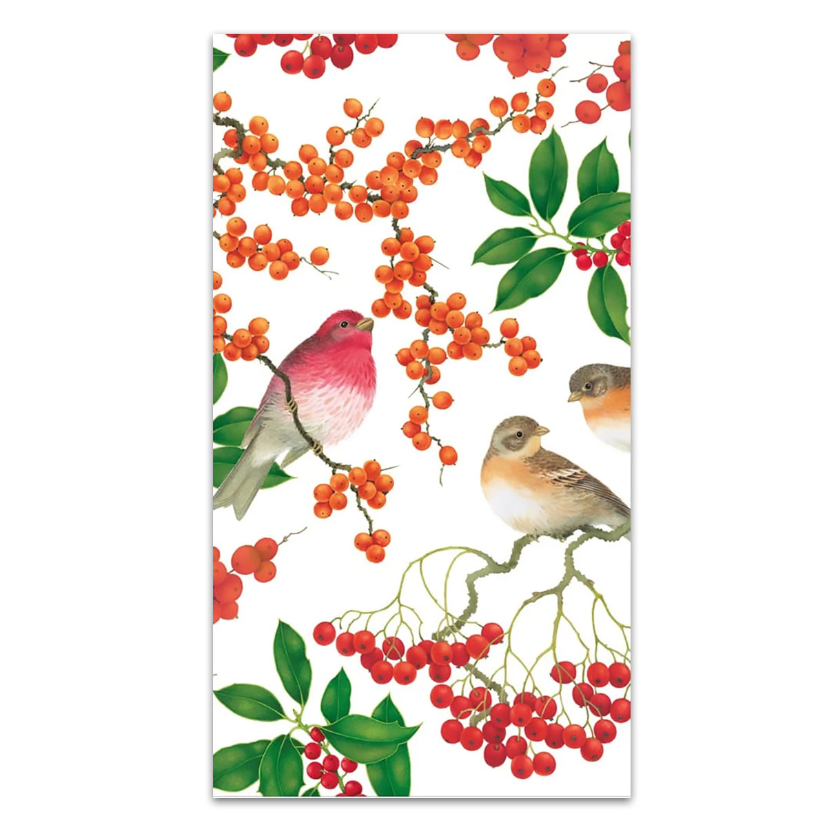 Birds & Berries White Paper Guest Towels - Buffet Napkins