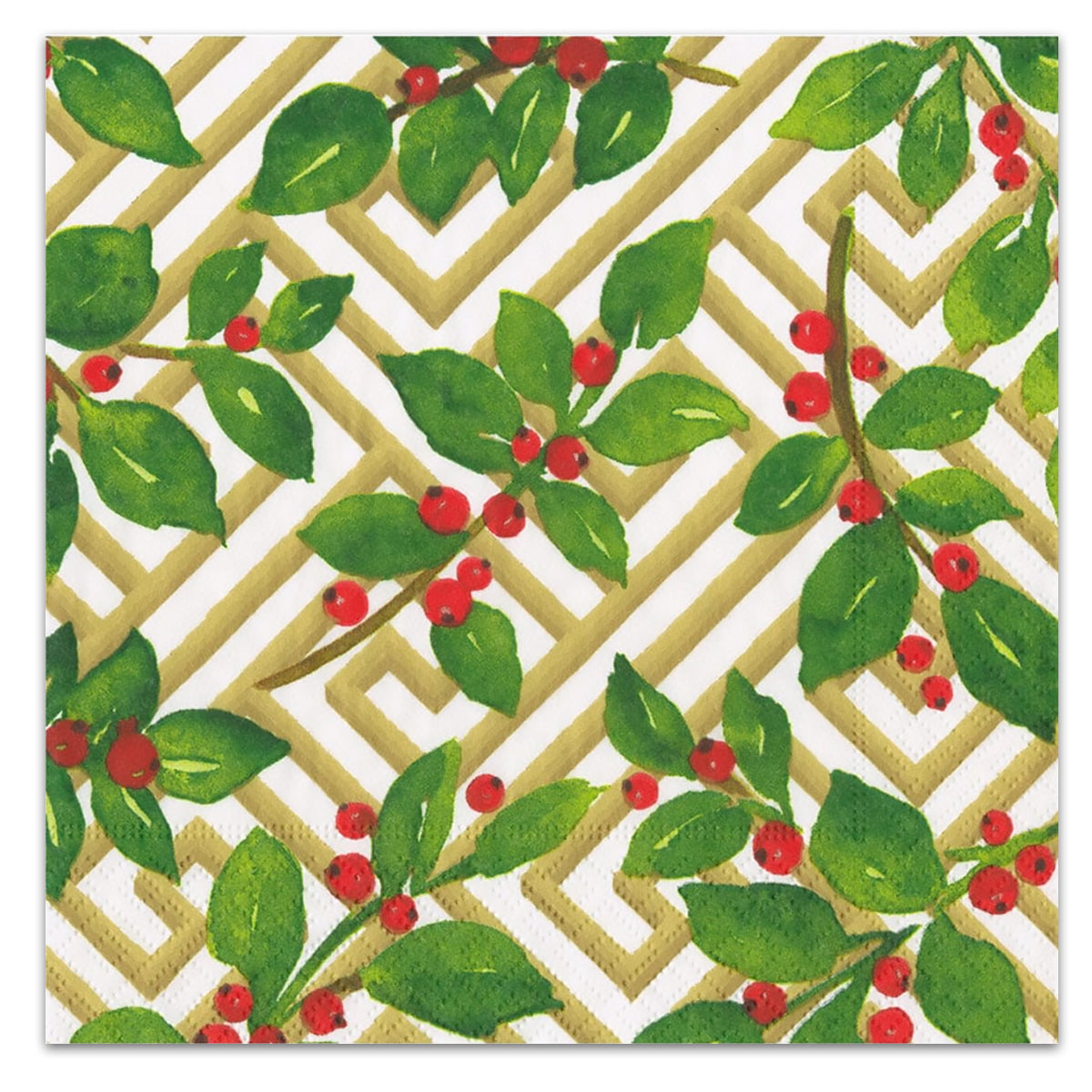 Holly & Fretwork Paper Luncheon Napkins