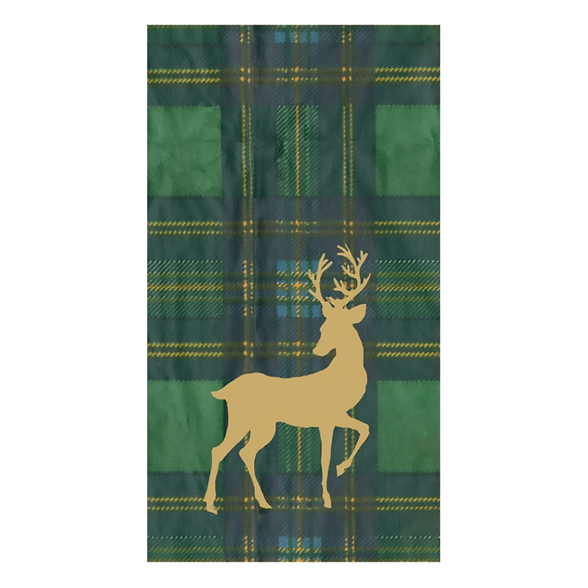 Reindeer Tartan Green Paper Guest Towels - Buffet Napkins
