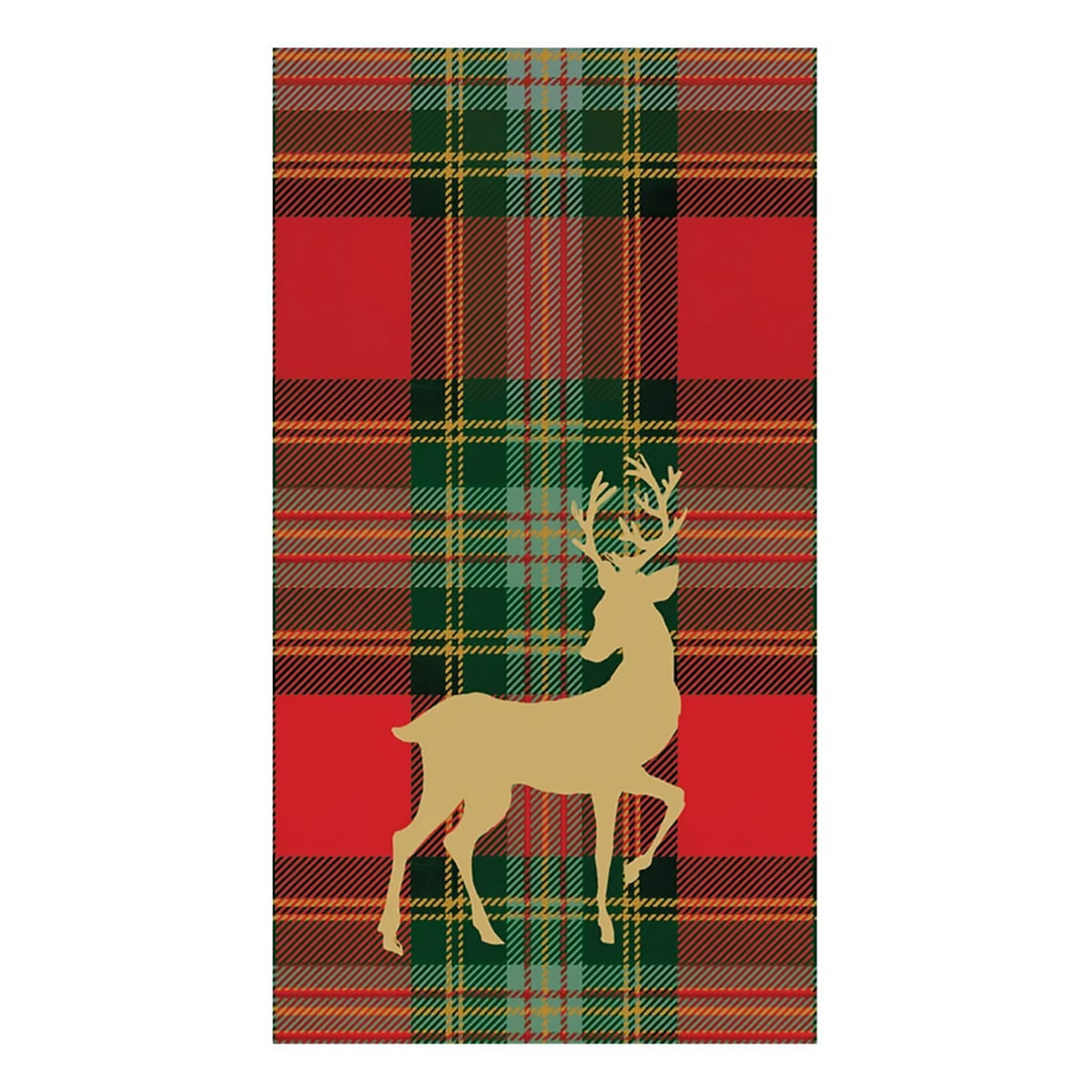 Reindeer Tartan Red Paper Guest Towels - Buffet Napkins