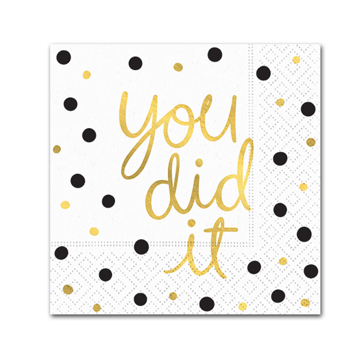 Graduation Celebration Paper Bevarge Napkins - Gold Foil 
