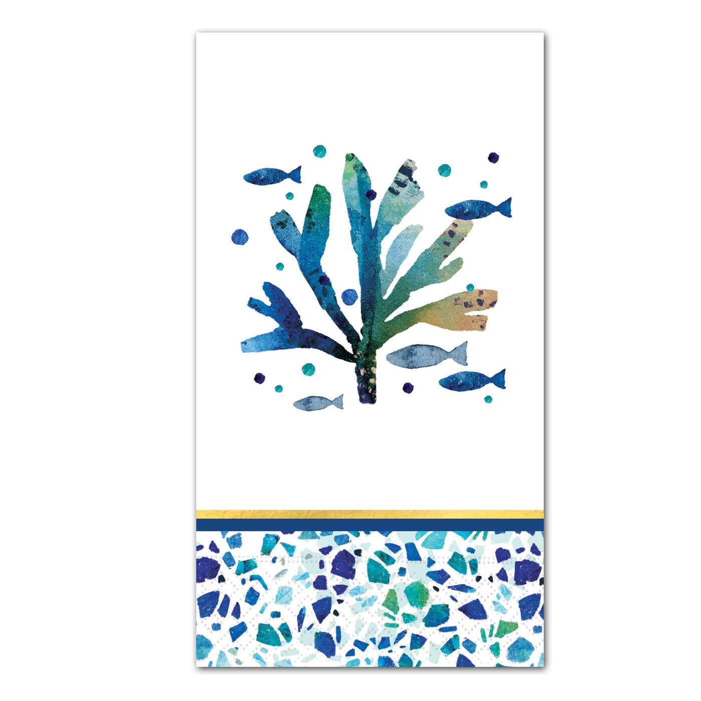 Coastal Sea Glass Paper Guest Towels - Gold Foil