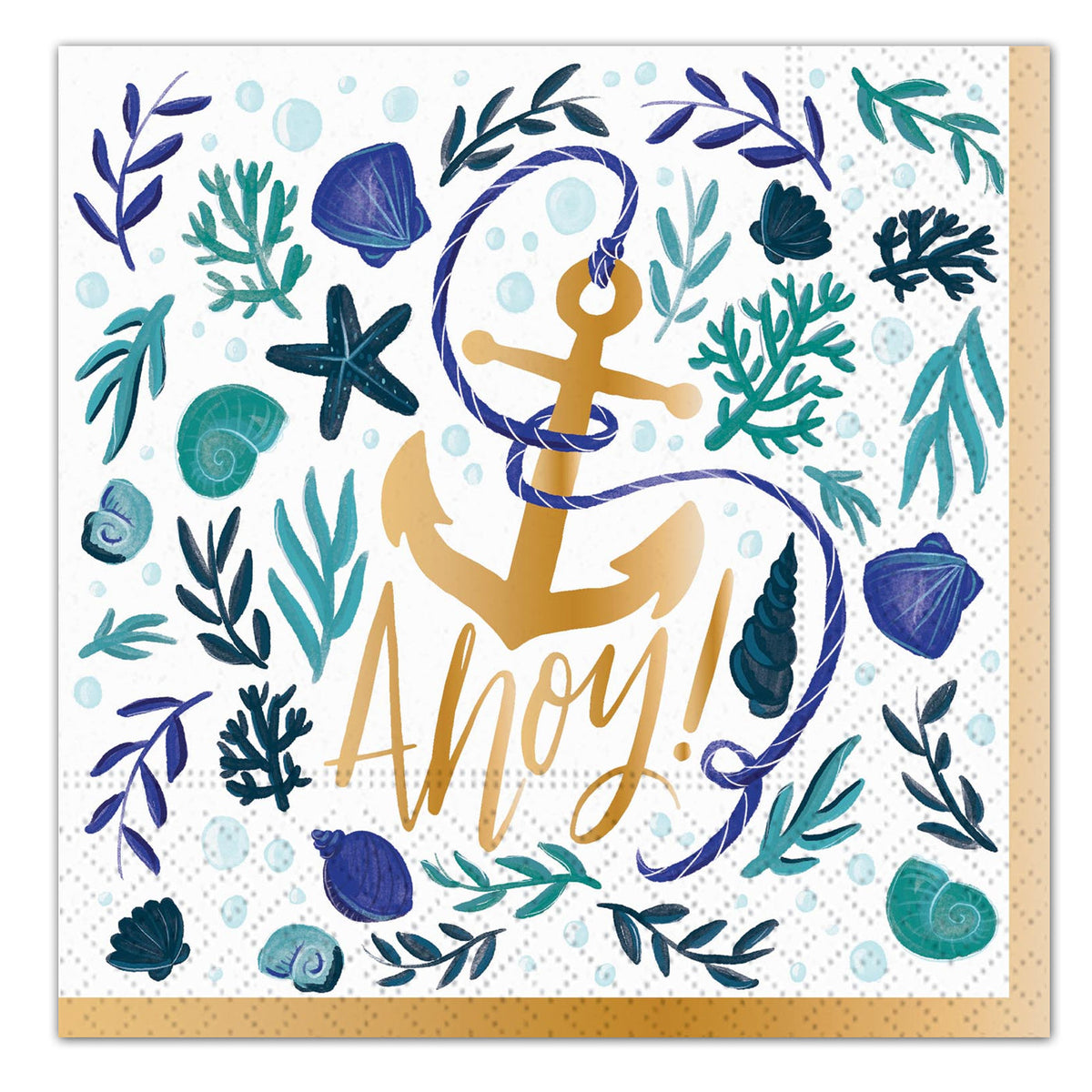 By the Shore-Ahoy Paper Luncheon Napkins - Gold Foil