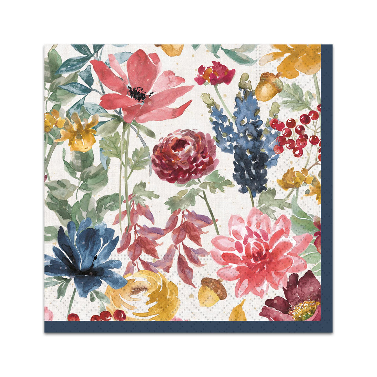 Bright Fall Floral Paper Beverage Napkins