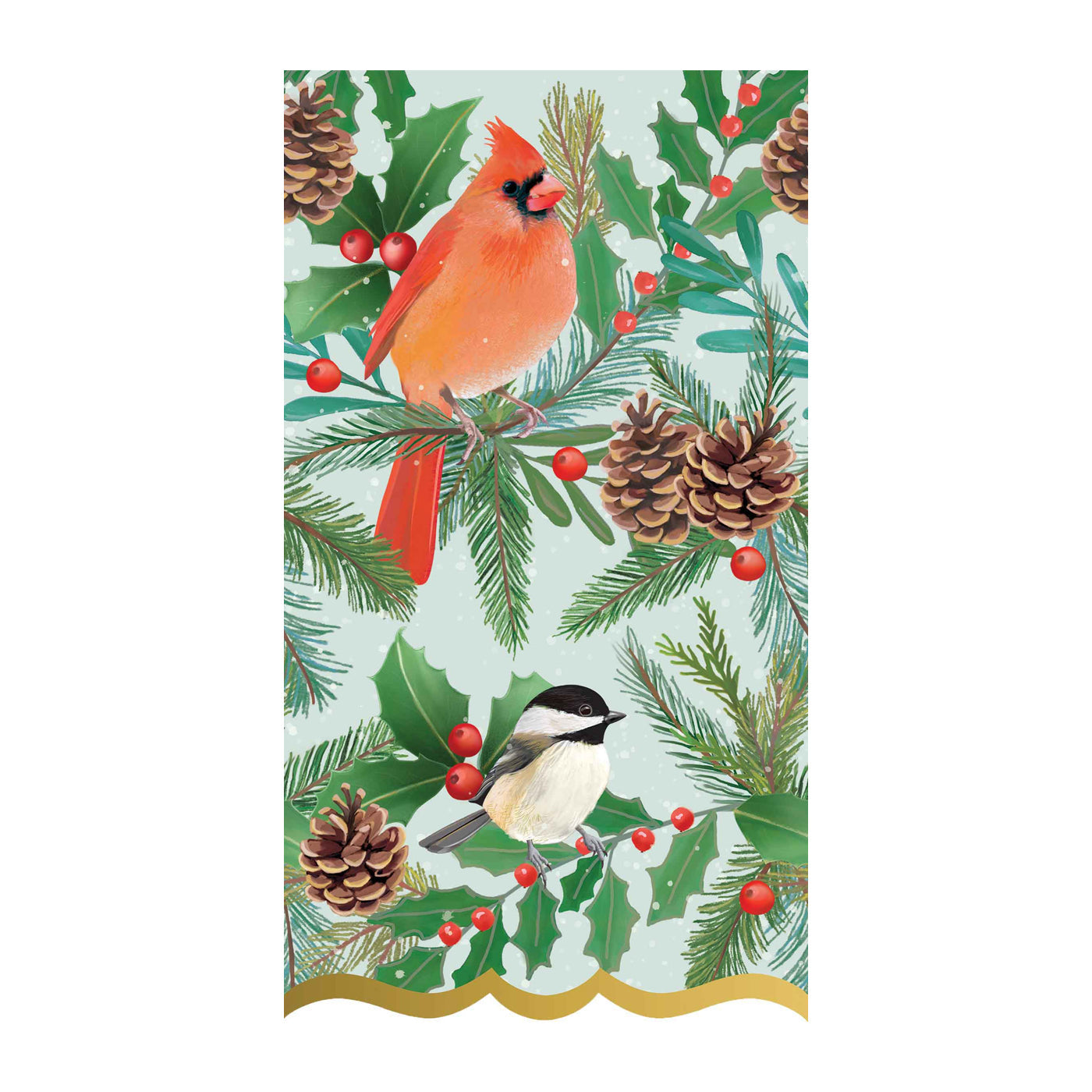 Birds & Pine Cones Paper Guest Towels - Gold Foil