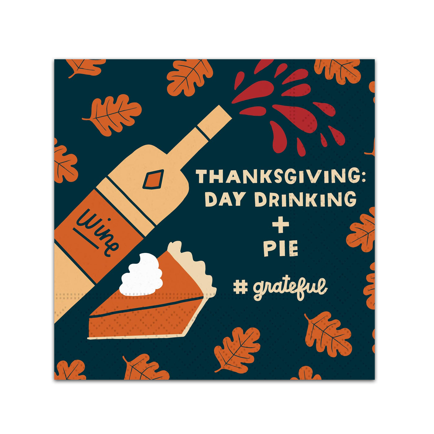 Day Drinking Grateful Thanksgiving Paper Beverage Napkins