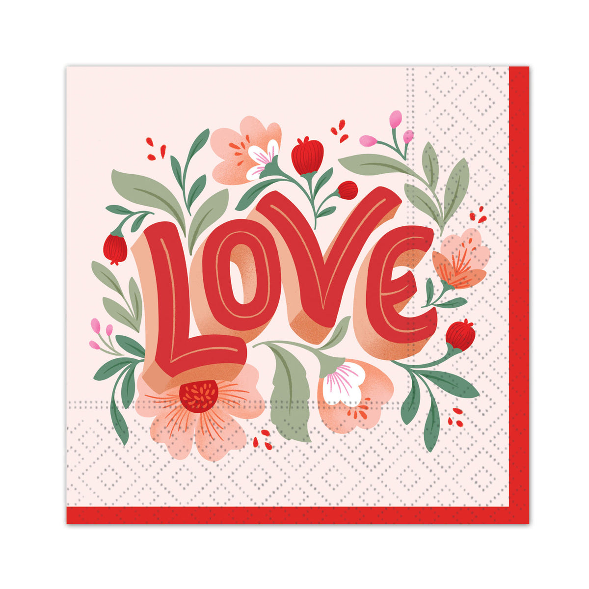 Floral Love Valentine Paper Beverage Napkins