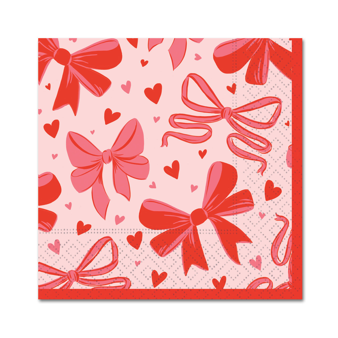 Hearts and Bows Valentine Paper Beverage Napkins
