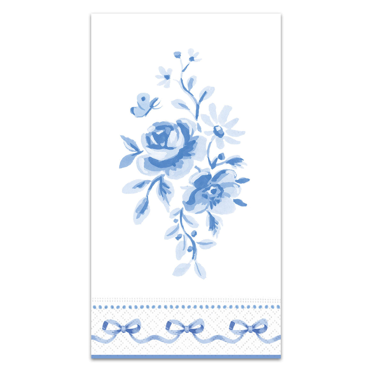 Blooms and Bows - Blue Paper Guest Towels - Buffet Napkins