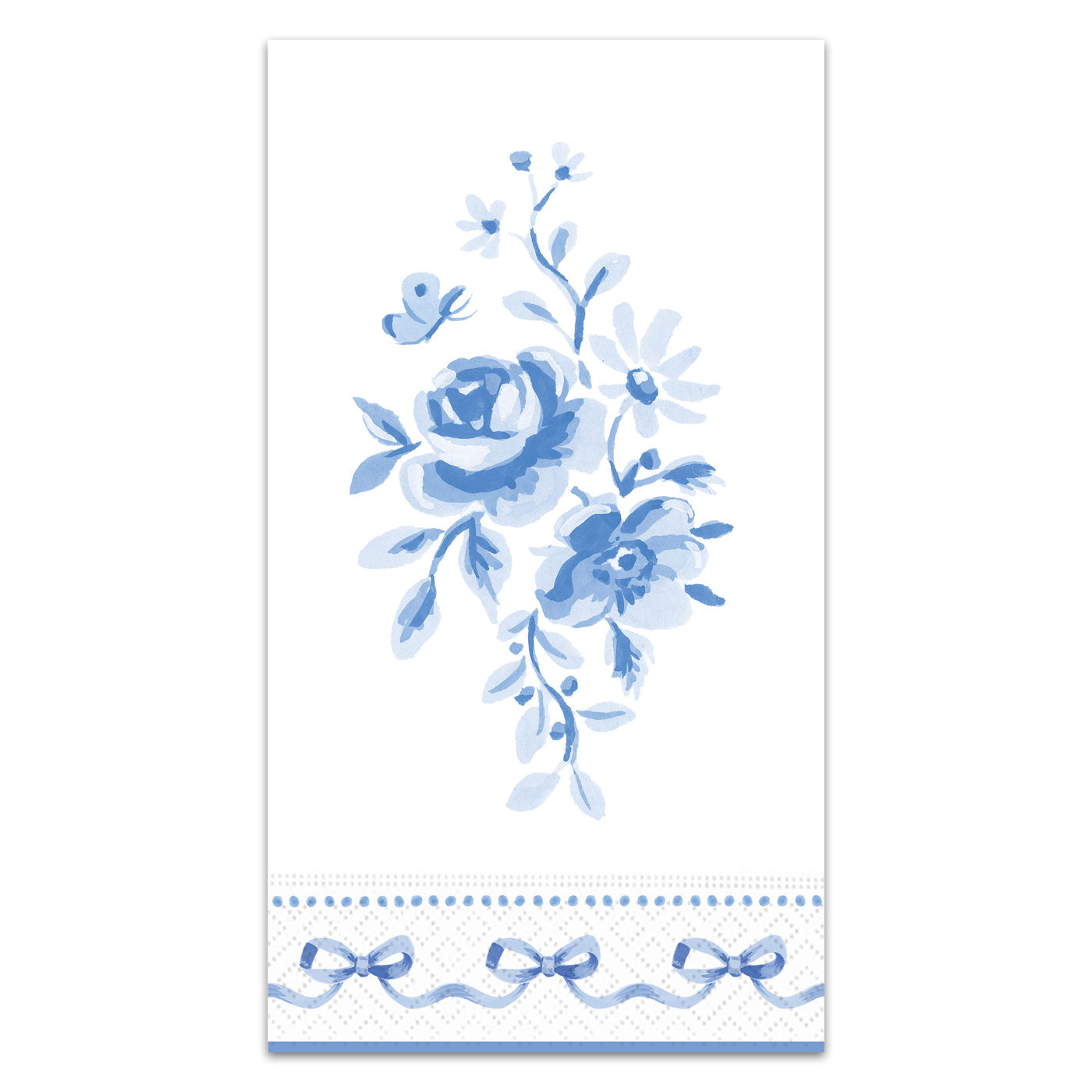 Blooms and Bows - Blue Paper Guest Towels - Buffet Napkins