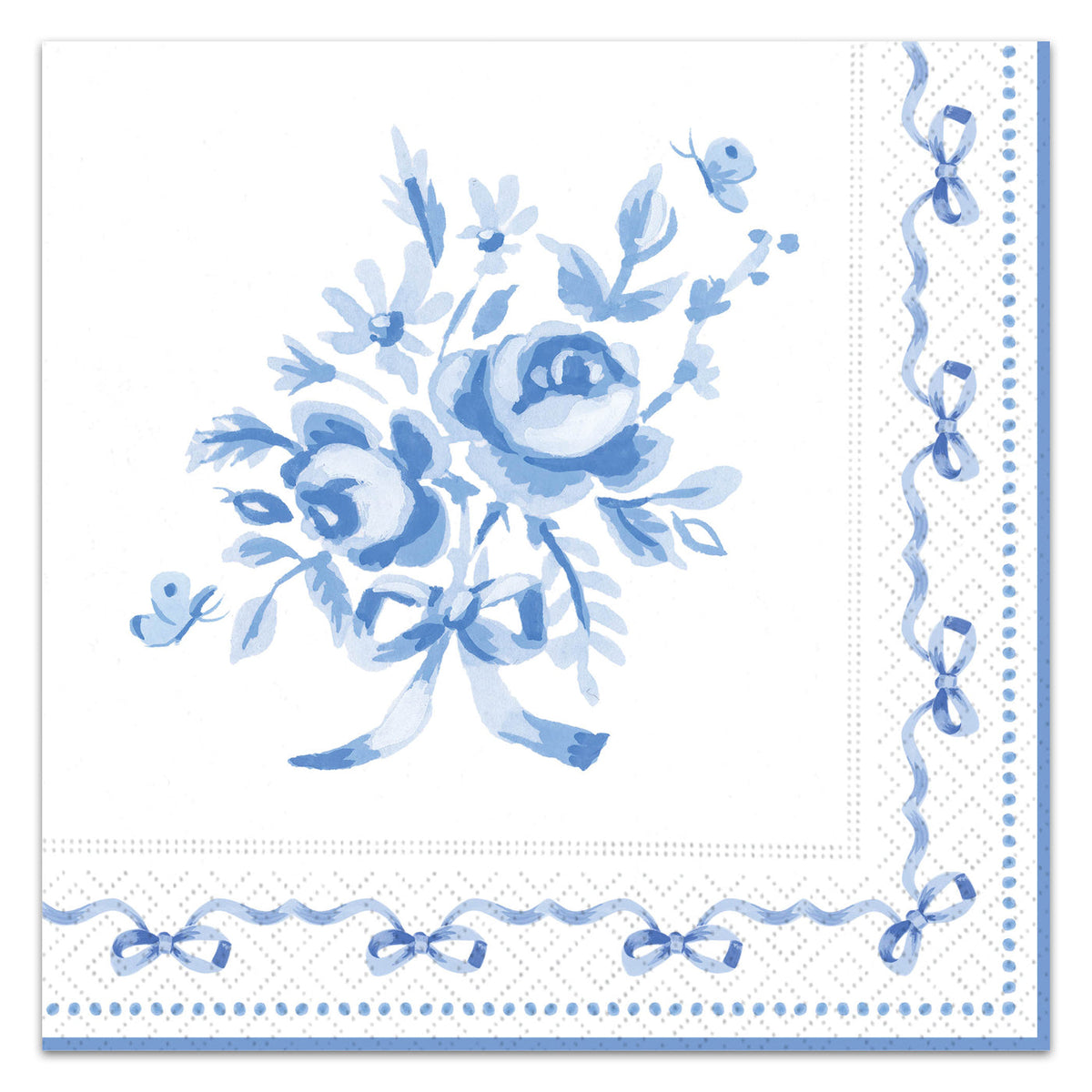 Blooms and Bows - Blue Paper Luncheon Napkins