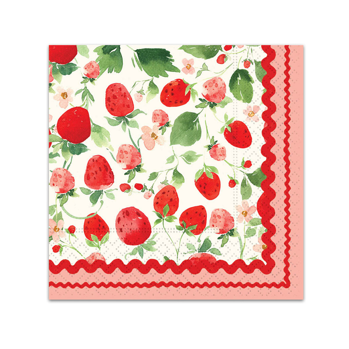 Sweet Strawberries Paper Beverage Napkins
