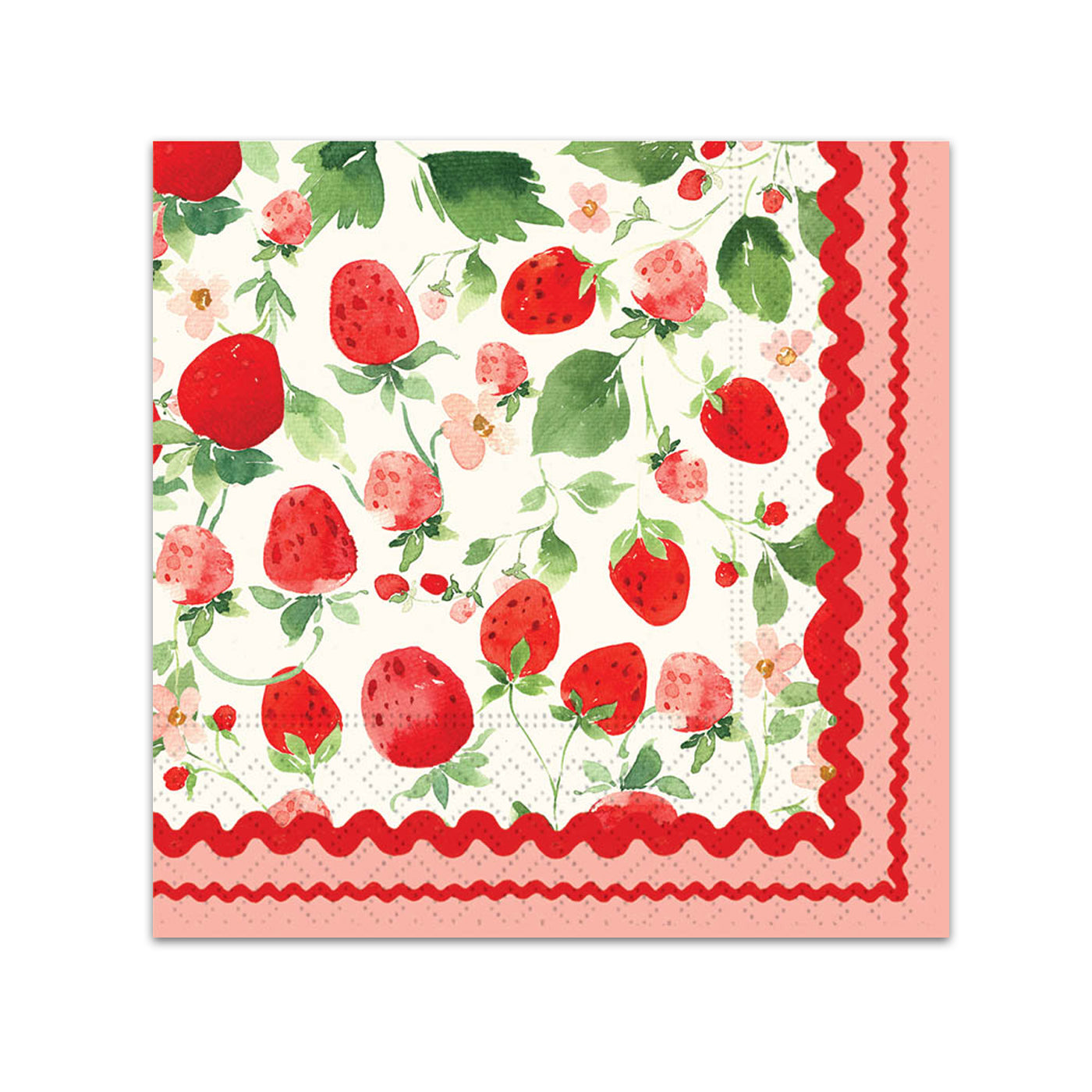 Sweet Strawberries Paper Beverage Napkins