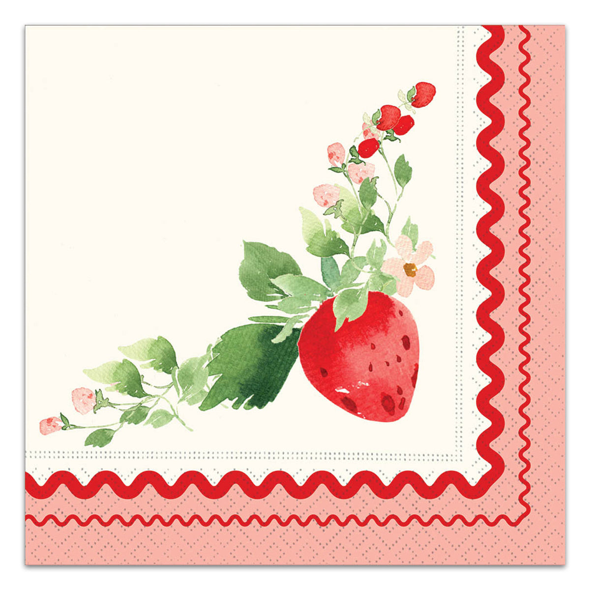 Sweet Strawberries Blue Paper Luncheon Napkins